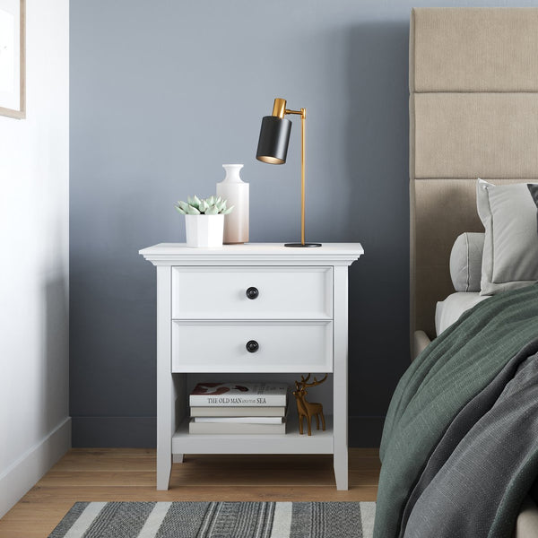 English Elm Amherst Bedside Table - Handcrafted White Storage Solution With Classic Charm & Versatile Style B136P158371