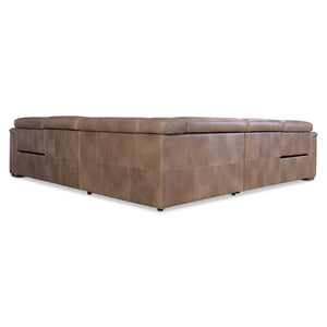 Bernhardt Bernhardt Lioni Leather Power-Motion Sectional With Usb Charging, Power Headrests, Sleek Contemporary Design Brown 122.5" W x 122.5" D x 32.5" H K2087