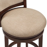 Homelegance By Top-Line Sydney Upholstered Back Swivel 24" Counter Height Stool Beige Rubberwood