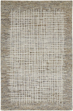 Feizy Rugs Maddox Hand-tufted Wool Abstract Rug In Soft Neutrals And Deep Blues For Contemporary Spaces Tan,Ivory Wool Mdx8630fchlbrnj00