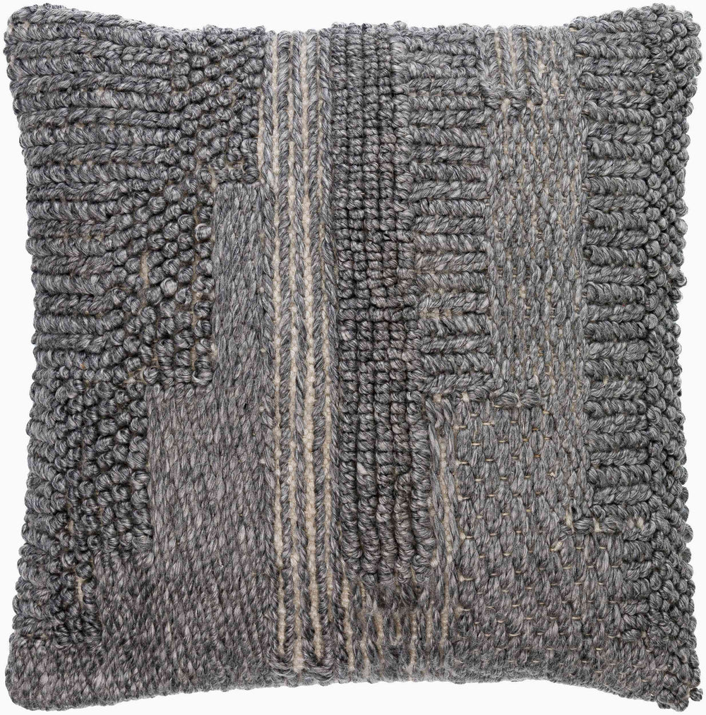 Surya Gabon 18"X18" Stylish Outdoor Accent Pillow - Durable Polyester, Easy Care, Modern Home Decor Gray Recycled Pet Yarn,Polyester Gbn001-2020