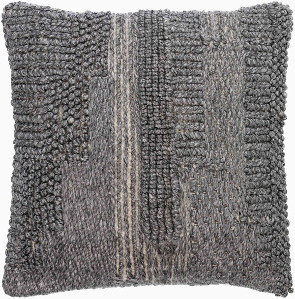 Surya Gabon 18"X18" Stylish Outdoor Accent Pillow - Durable Polyester, Easy Care, Modern Home Decor Gray Recycled Pet Yarn,Polyester Gbn001-2020