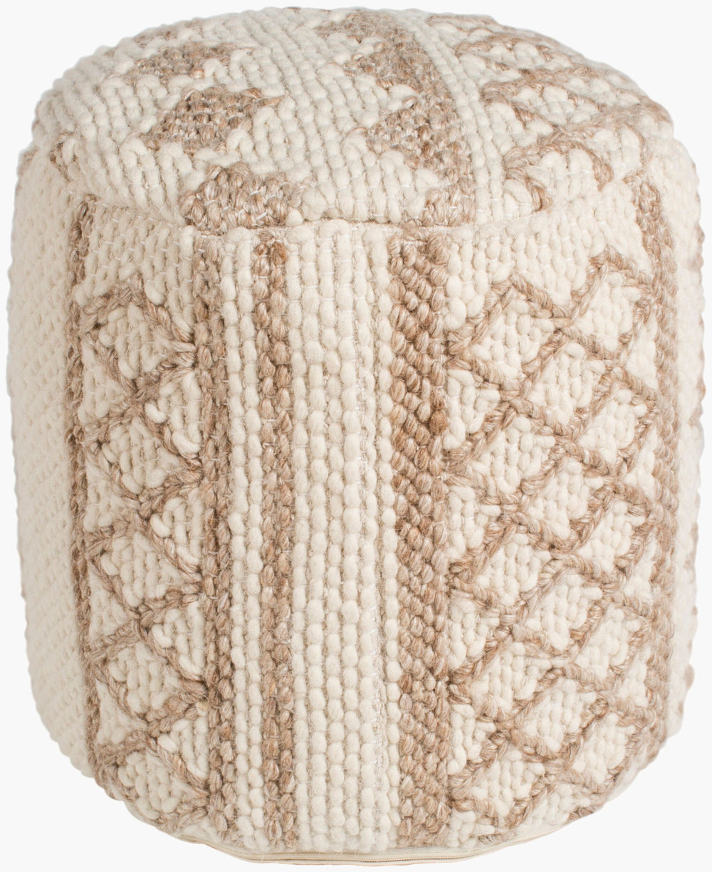 Surya Gobi Cottage-style 16" Pouf - Cozy Wool & Cotton Seating With Lightweight Polybead Fill For Comfort Cream Wool,Cotton,Polybeads Gbpf001-161616