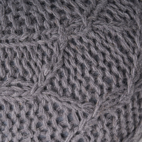 English Elm Christopher Knight Home® - MALIBU Knitted Wool Round Pouf 20" x 20" x 14" — Handcrafted Modern Knit Weave Accent for Cozy Living Spaces Charcoal 60494.00CHAR