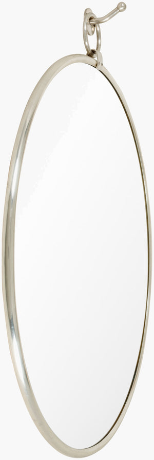 Surya Globes 18" Vertical Accent Mirror In Durable Brass And Wood - Elegant Home Decor For Modern Spaces Frame, Metallic ,Silver Brass Gbs001-1418