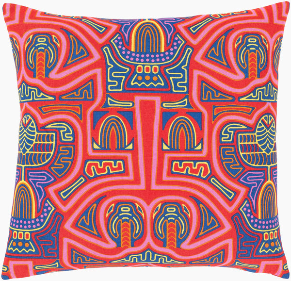 Surya Global Brights Gbt-001 18" Cotton Accent Pillow - Luxurious Comfort & Vibrant Style For Your Home Red Cotton,Cotton Gbt003-1818