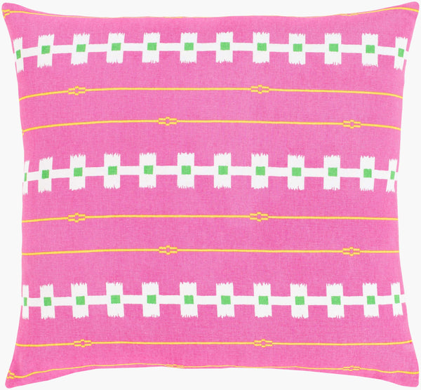 Surya Global Brights Gbt-001 18" Cotton Accent Pillow - Luxurious Comfort & Vibrant Style For Your Home Pink Cotton,Cotton Gbt005-1818d