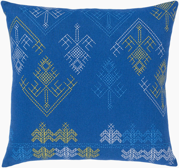 Surya Global Brights Gbt-001 18" Cotton Accent Pillow - Luxurious Comfort & Vibrant Style For Your Home Blue Cotton,Cotton Gbt006-1818p