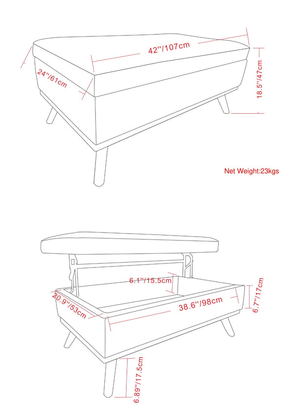 English Elm Owen Lift Top Coffee Table Ottoman - Distressed Saddle Brown Storage Solution For Modern Living Spaces B136P159166-GIGA
