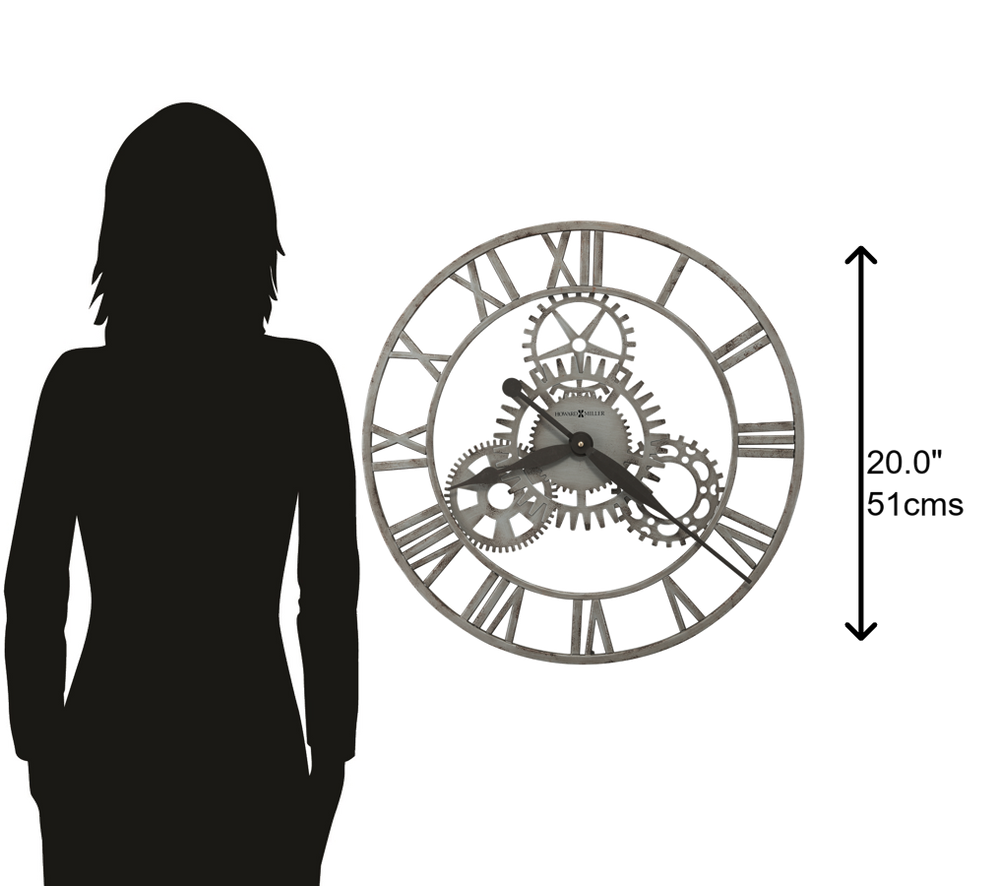 Hekman Furniture 625687 Sibley Wall Clock - Modern Industrial Design With Quartz Movement, Roman Numerals & Gears  Sibley Wall Clock 625687