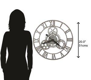 Hekman Furniture 625687 Sibley Wall Clock - Modern Industrial Design With Quartz Movement, Roman Numerals & Gears  Sibley Wall Clock 625687