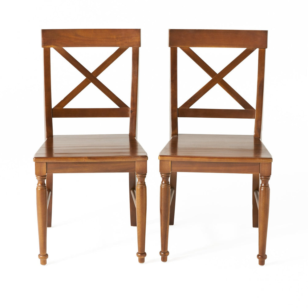 English Elm Acacia Wood X-back Dining Chairs Set of Two Farmhouse Country Seating Antique Finish 57366.00DOAK