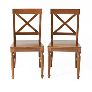English Elm Acacia Wood X-back Dining Chairs Set of Two Farmhouse Country Seating Antique Finish 57366.00DOAK