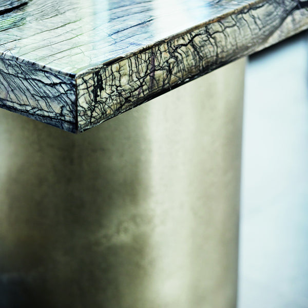 Bernhardt Bernhardt Sculptural Linea Desk With Black Forest Marble Top & Textured Graphite Pedestal, 72" K1100