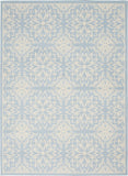 Nourison Jubilant JUB06 Machine Made Power-loomed Narrow Border Indoor Only Farmhouse Contemporary Rug Ivory,Light Blue, Light Blue 100% Polypropylene 99446478443