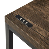 Homelegance By Top-Line Emely Black Metal Rustic Desk with USB Charging Station Black MDF