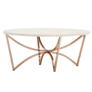 Homelegance By Top-Line Milena Champagne Gold Finish Coffee Table with White Faux Marble Top Champagne Gold Veneer