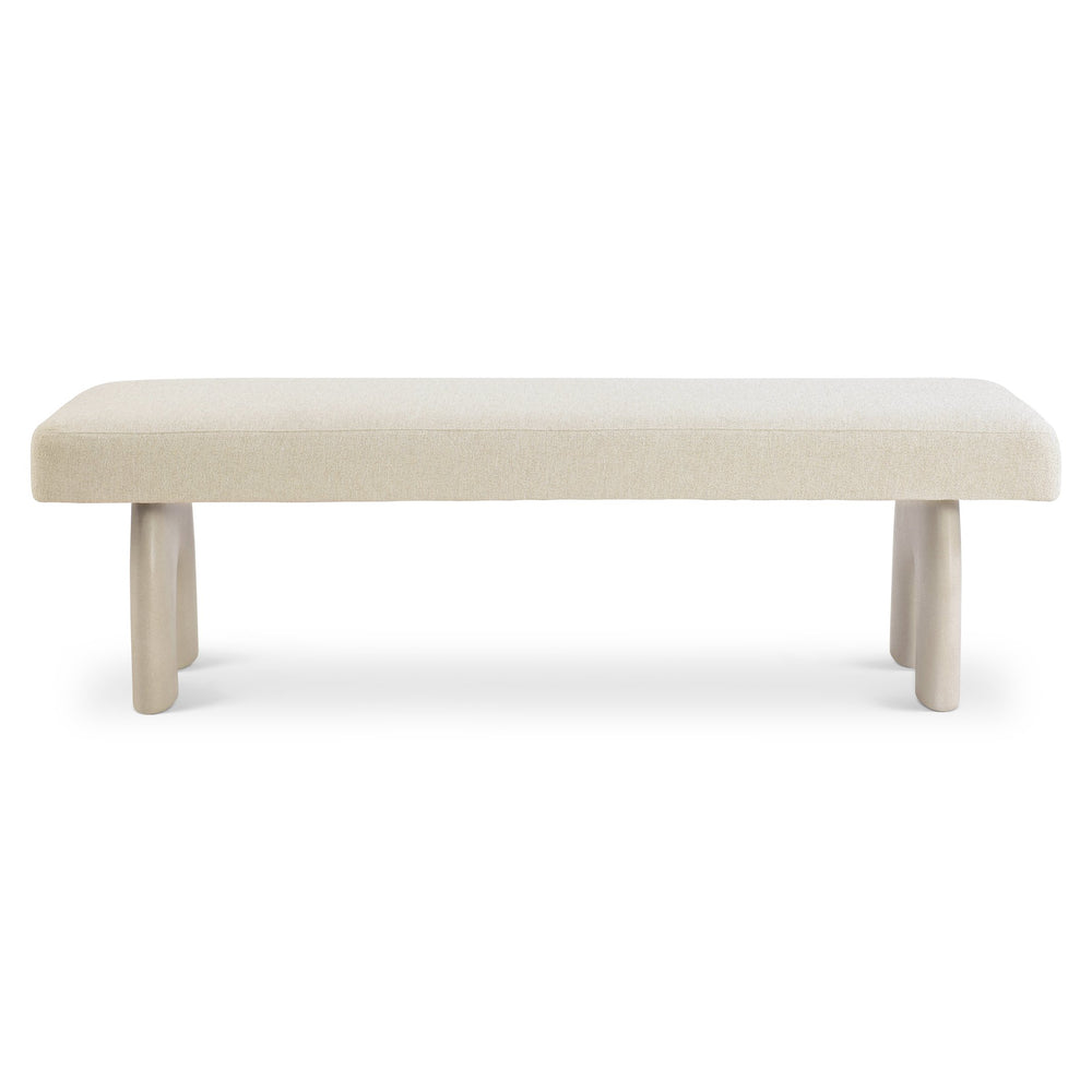 Bernhardt Bernhardt Antibes Bench With Arched Pumice Concrete Supports And Upholstered Seat, Rustic Modern Accent 350506