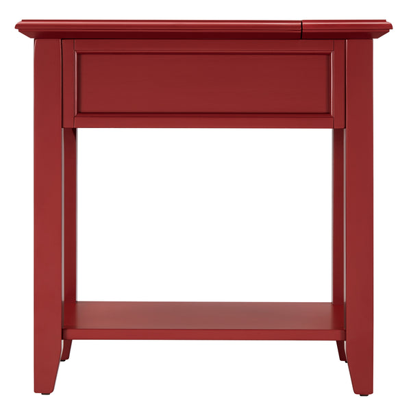 Homelegance By Top-Line Cerie 1-Drawer Side Table with Charging Station Red Wood