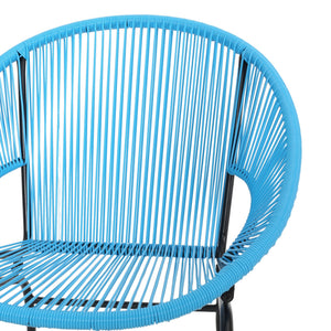 English Elm Nusa Outdoor Woven Rattan Basket Chair with Iron Legs for Modern Patio Spaces 66626.00BLU