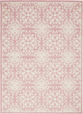 Nourison Jubilant JUB06 Machine Made Power-loomed Narrow Border Indoor Only Farmhouse Contemporary Rug Ivory Pink, Ivory Pink 100% Polypropylene 99446478559