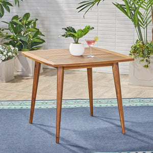 English Elm Indoor Solid Acacia Square Dining Table Mid-century Tapered Legs Teak Finish 63258.00