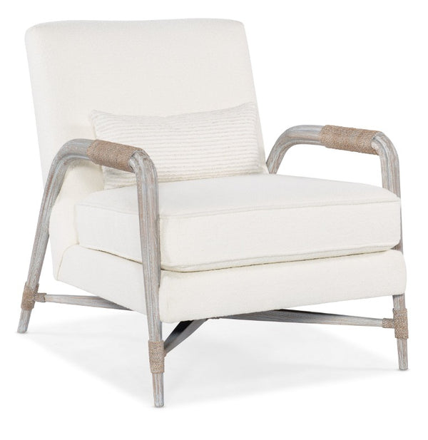 Hooker Furniture Isla Mid-Century Accent Lounge Chair With Macrame Arctic Upholstery, Wood Frame & Hand-Wrapped Rope CC501-480
