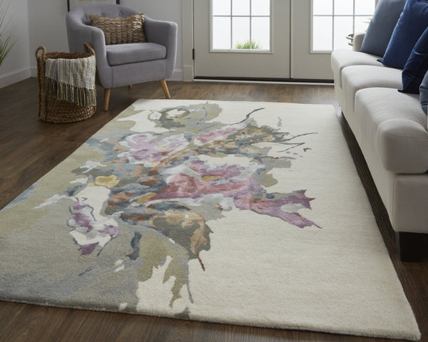 Feizy Rugs Dafney Hand-tufted Floral & Botanical Rug - Whimsical Watercolor Design In Vivid Colors For Elegance Purple,Pink,Green Viscose,Wool Dfy8864fmlt000h00