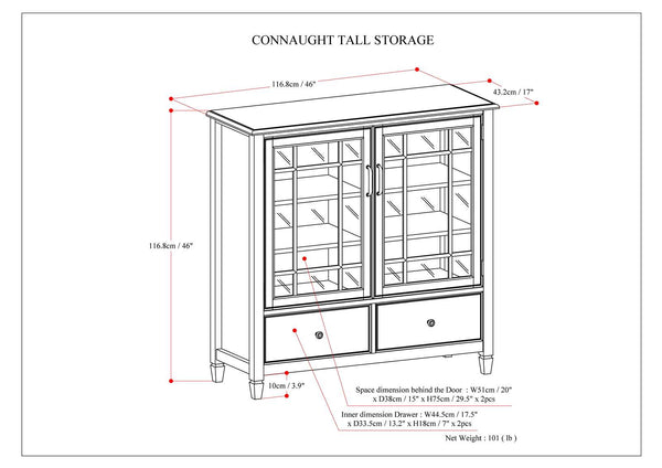 English Elm Connaught Tall Storage Cabinet - Elegant British Colonial Design In Dark Chestnut Brown Finish B136P158127