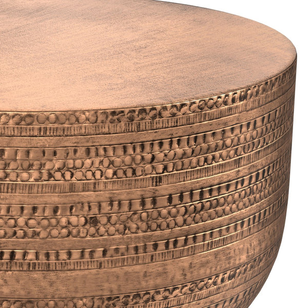 English Elm Johnsen Metal Coffee Table - Hand-Finished Antique Copper Round Centerpiece For Modern Living Spaces B136P158939