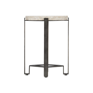 Bernhardt Bernhardt Sayers Oval Accent Table With Travertine Top & Oil-Rubbed Bronze Steel Base, 22"H 414112