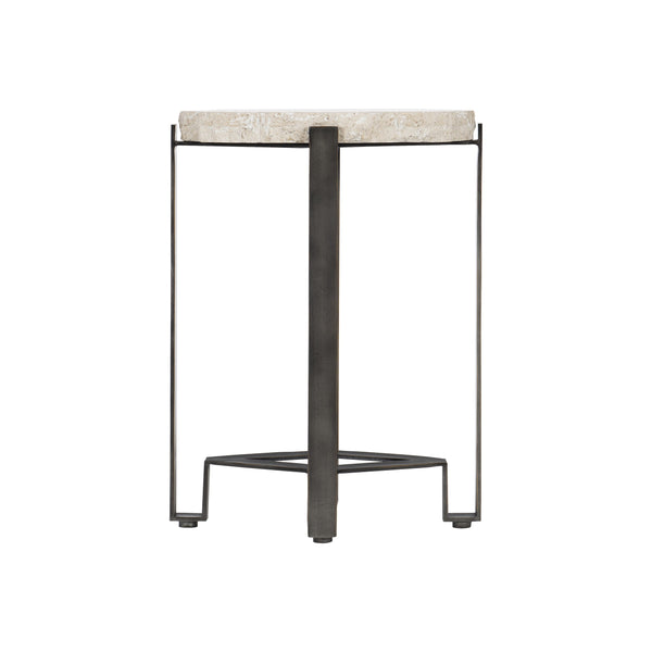 Bernhardt Bernhardt Sayers Oval Accent Table With Travertine Top & Oil-Rubbed Bronze Steel Base, 22"H 414112
