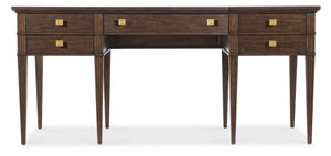Hooker Furniture Diplomat Figured Walnut Writing Desk With Removable Writing Surfaces, Drop-Front Drawer, Gold Knobs 6082-10458-89