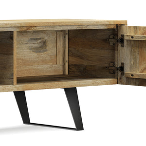 English Elm Lowry - Handcrafted 72" Tv Media Stand In Natural Wood With Metal Legs & Ample Storage Solutions B136P158887