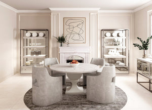 A.R.T. Furniture Mezzanine Etagere With 3 Floating Shelves, Drawer & Led Lighting - Dove Gray Finish For Elegant Storage Light Gray Parawood And Poplar Solids,Maple Veneer,Mirror,Steel 325401-2249