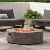 Christopher Knight Home® - Noble House - Senoia Outdoor 50,000 Btu Lightweight Concrete Circular Fire Pit (No Tank Holder), Brown Wood Pattern