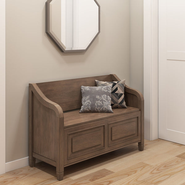 English Elm Connaught Entryway Storage Bench - Handcrafted Rustic Charm With Hidden Storage For Home Organization B136P158534
