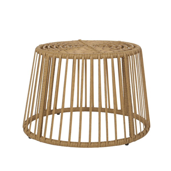 English Elm Christopher Knight Home® - ELAINE Rattan Side Table Light Brown – Boho Outdoor Wicker Cage Accent Table, Durable Polyethylene Finish 71843.00LBRN