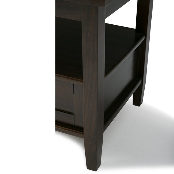 English Elm Warm Solid Wood 20-Inch Wide Transitional End Table In Tobacco Brown With Storage & Style B136P159707-GIGA