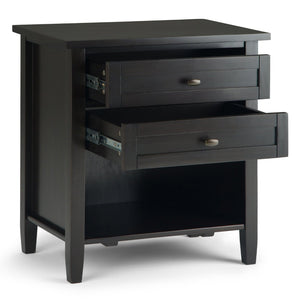 English Elm Warm Shaker Solid Wood Nightstand With Drawers & Open Shelf - Hickory Brown, Stylish & Versatile! B136P159738-GIGA