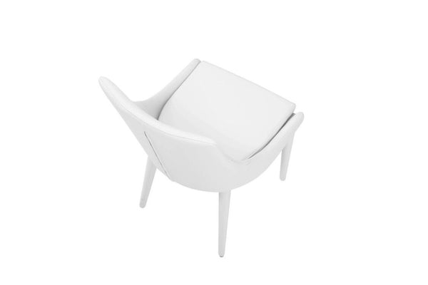 VIG Furniture Lane White Leatherette Dining Chair With Sloped Arms, Solid Back, Splayed Legs For Modern Comfort And Style VGNSGD2933-WHT