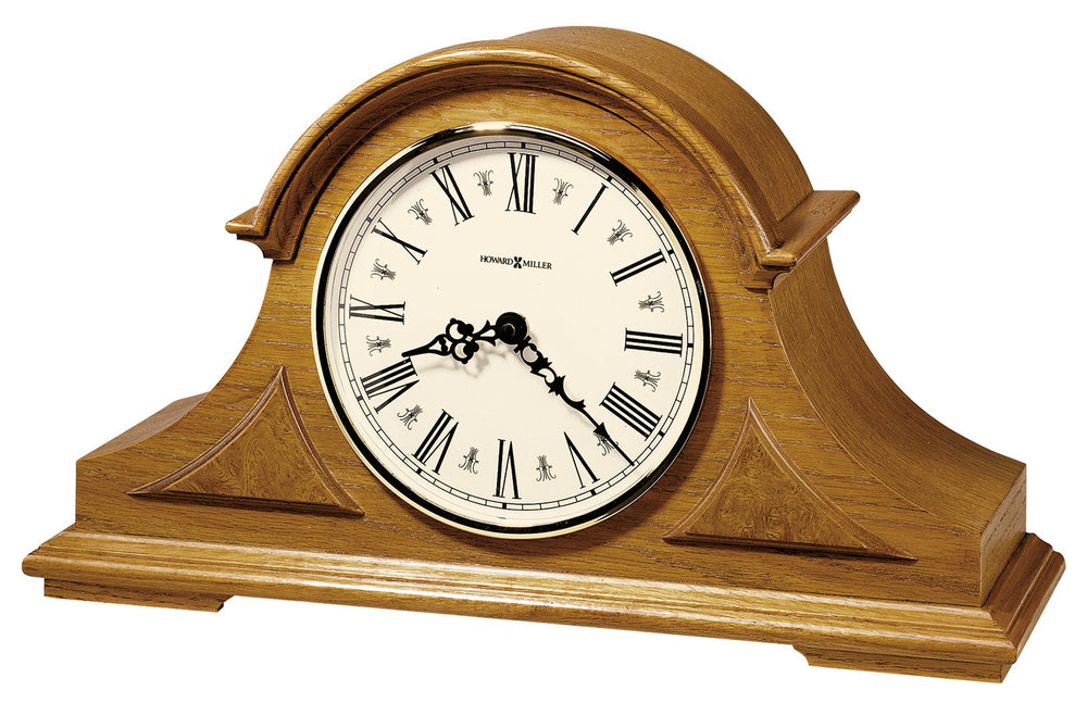 Hekman Furniture 635106 Elegant Golden Oak Tambour Mantel Clock With Triple-chime Movement & Roman Numerals Golden Oak Burton Mantel Clock 635106