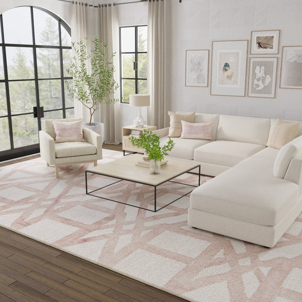 Feizy Rugs Lorrain Hand-tufted Wool Rug - Modern Geometric Design, Stain-resistant, Perfect For High Traffic Areas Ivory,Pink,Tan Wool 6108571fblh000n95