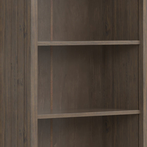 English Elm Lev Smoky Brown Bookcase - Handcrafted Solid Wood, Adjustable Shelves, Two Doors, Anti-Tip Safety, Transitional Design B136P158816