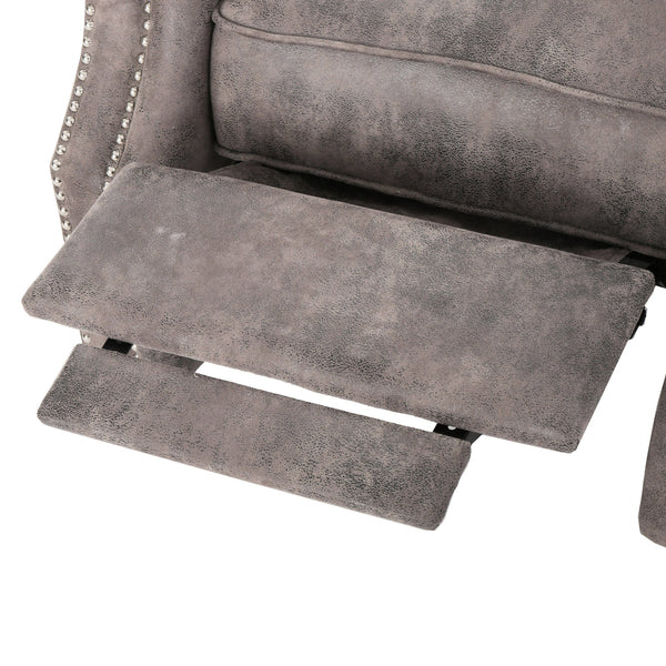 English Elm Christopher Knight Home® - Accented Push Back Recliner Chair with Rolled Arms and Copper Accents, Plush Cocooning Support, Sturdy Design Brown Gray 57337.00MF