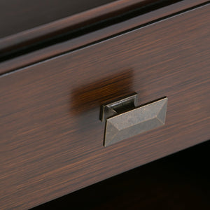 English Elm Artisan Russet Brown Bedside Table - Handcrafted Solid Wood, Drawer & Shelf, Transitional Design B136P159475