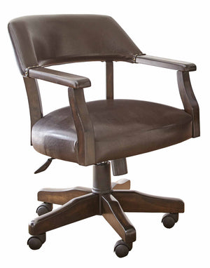 English Elm Steve Silver - Ruby Brown Swivel Arm Chair with Solid Wood Base, Vinyl Upholstery, Nailhead Trim, Wheels & Tilt Control B081P157519
