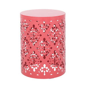 English Elm Metal Nesting End Table Set of Two with Floral Iron Cut Design for Living Room Coral 73604.00DCRL