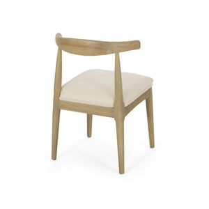 English Elm Dining Chair Set of Two Rubberwood Upholstered Seats Mid-century Modern Open Back Style Ivory 74526.00IVR