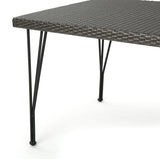 Christopher Knight Home® - Noble House - Bedford Outdoor Grey Wicker Rectangular Dining Table with Hair Pin Legs